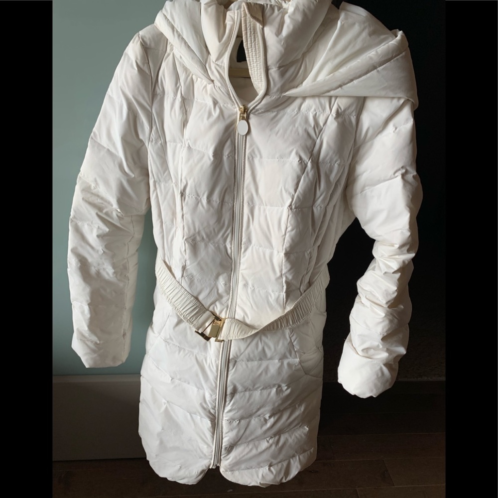 Tahari White Puffer Coat